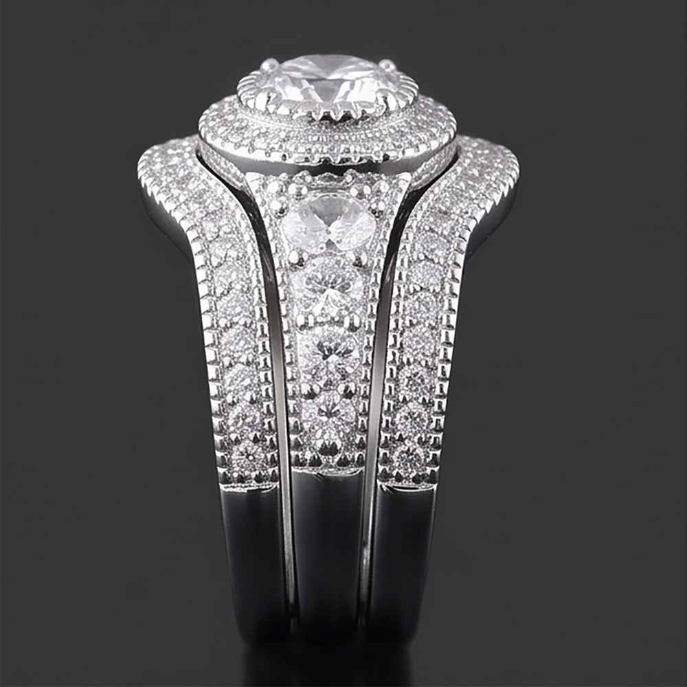 Echter Vintage-Jubiläumsring mit 4 Karat rundem Aus der Erde Abgebauter Natürlicher Diamant aus 14 Karat Weißgold