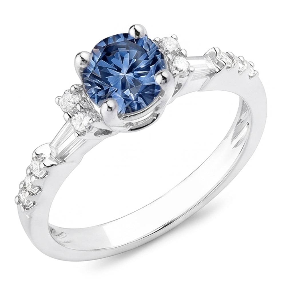 Echter blauer Aus der Erde Abgebauter Natürlicher Diamantring