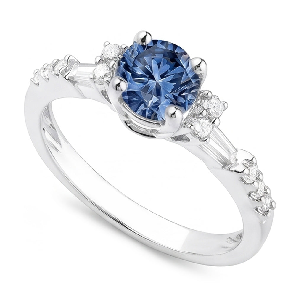 Echter blauer Aus der Erde Abgebauter Natürlicher Diamantring