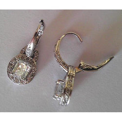 Echter, brillanter und runder Diamant-Leverback-Ohrring mit 2,50 Karat aus 14-karätigem Weißgold