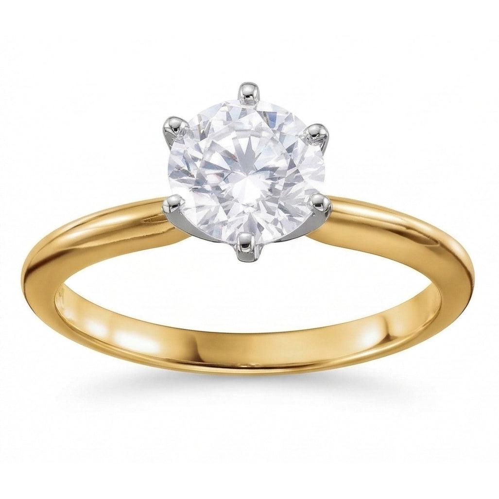 Echter runder Aus der Erde Abgebauter Natürlicher Diamant 3,52 ct. Solitärring. Zweifarbiger Schmuck