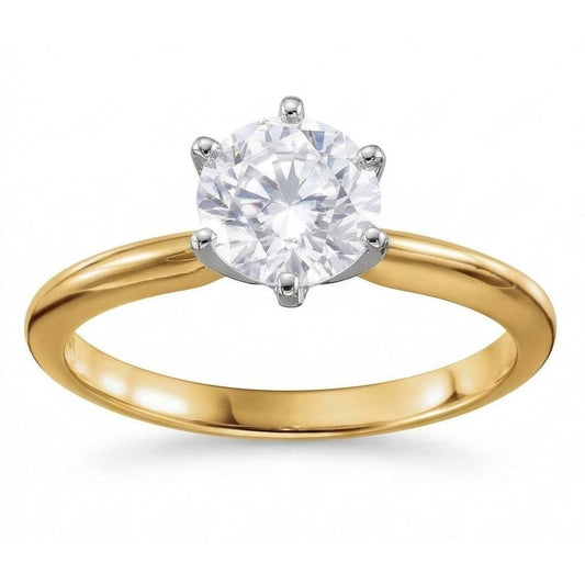 Echter runder Aus der Erde Abgebauter Natürlicher Diamant 3,52 ct. Solitärring. Zweifarbiger Schmuck