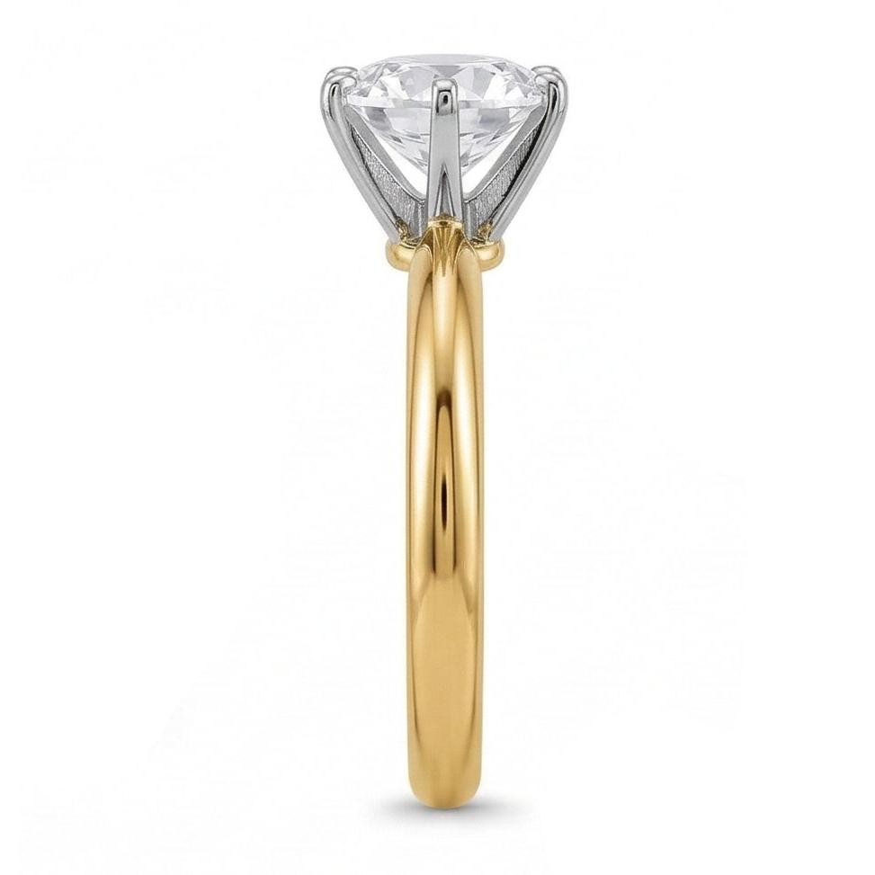 Echter runder Aus der Erde Abgebauter Natürlicher Diamant 3,52 ct. Solitärring. Zweifarbiger Schmuck