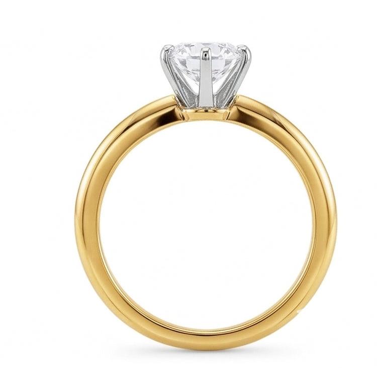 Echter runder Aus der Erde Abgebauter Natürlicher Diamant 3,52 ct. Solitärring. Zweifarbiger Schmuck