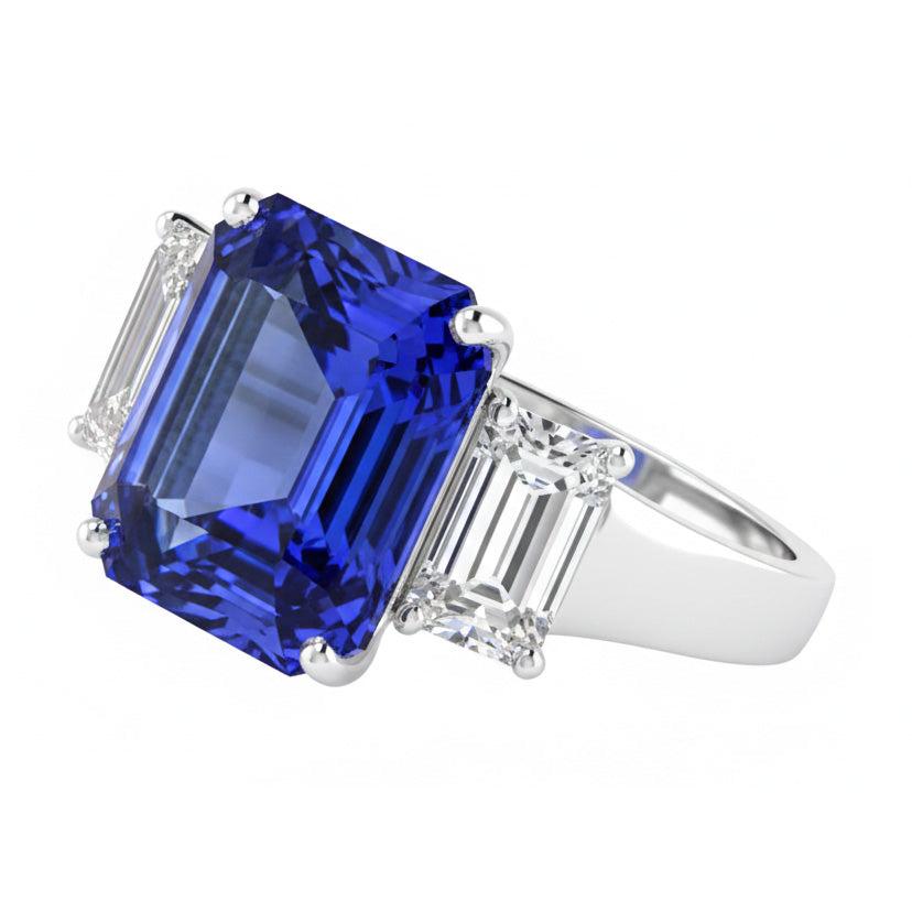 Echter Smaragd-Natürlicher Diamant ( nicht im Labor gezüchtet )ring aus Weißgold, 5 Karat, natürlicher Saphirschmuck, 14K