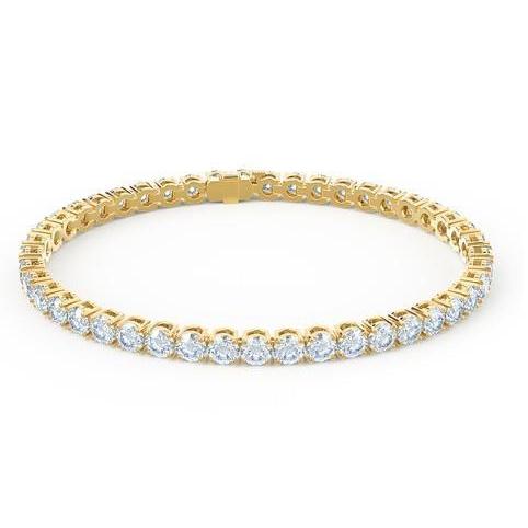 Echtes, schillerndes, rundes Diamantarmband aus Gelbgold