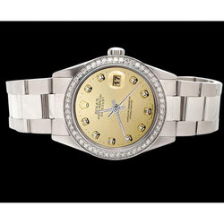 Edelstahl-Auster-Armband Datejust-Uhr Champagner-Diamant-Zifferblatt Rolex SCHNELLES SETZEN