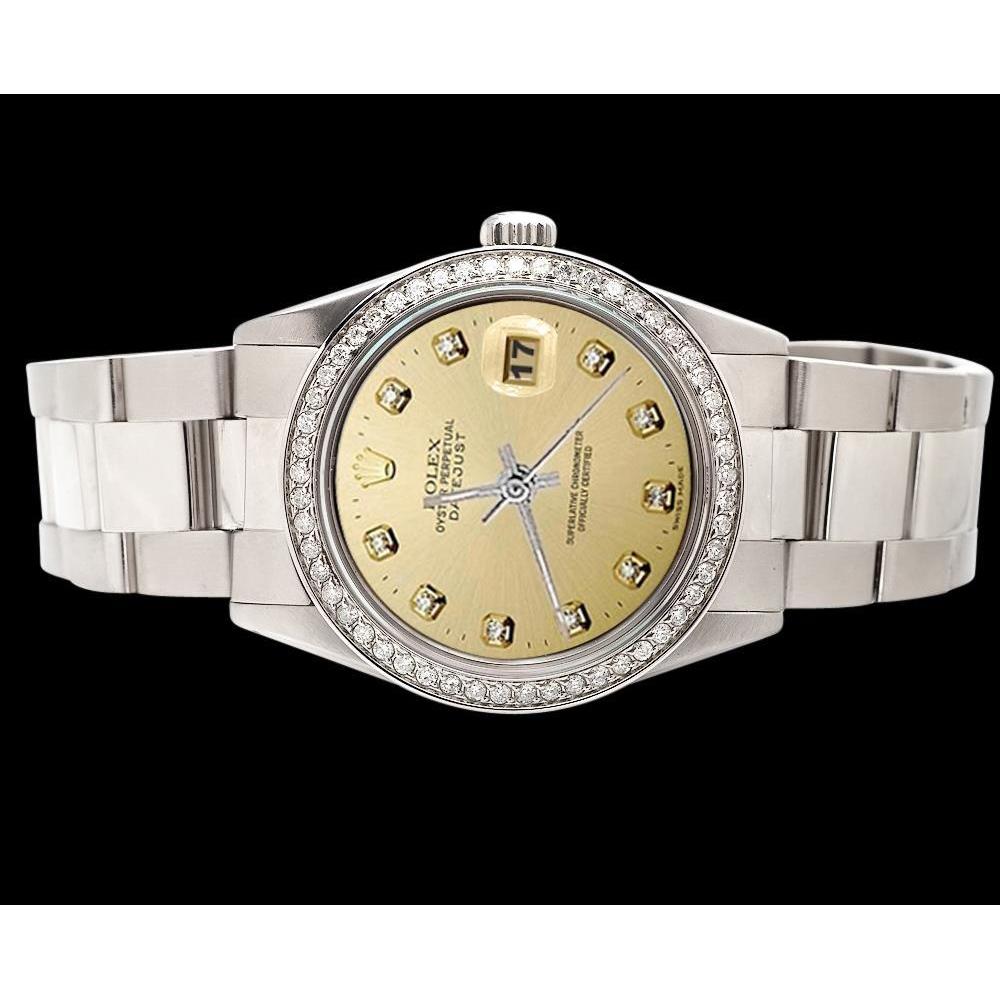 Edelstahl-Auster-Armband Datejust-Uhr Champagner-Diamant-Zifferblatt Rolex SCHNELLES SETZEN
