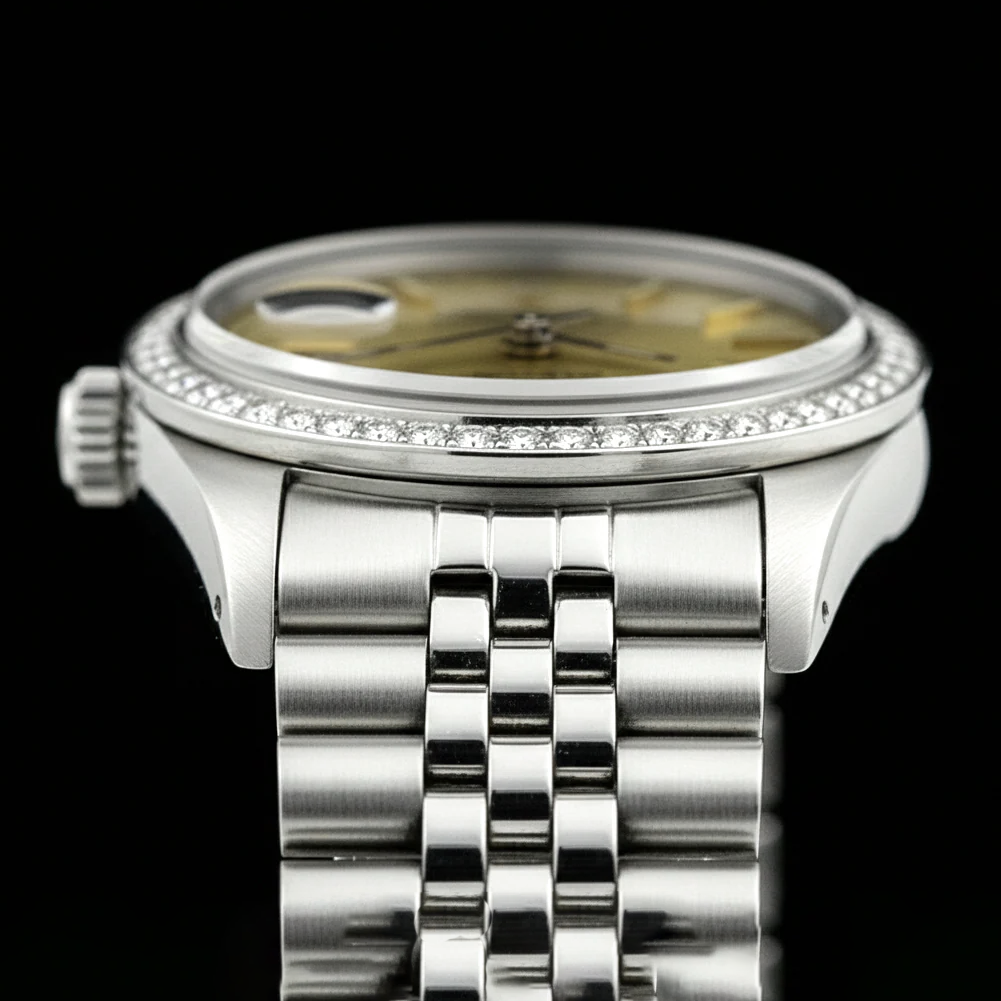 Edelstahl Datejust Champagne Stock Zifferblatt Rolex Damenuhr Jubiläum