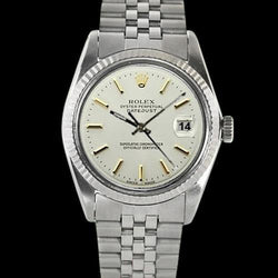 Edelstahl-Jubiläumsarmband Datejust Rolex geriffelte Lünette, weißes Stock-Zifferblatt