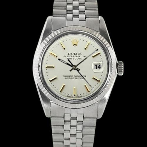 Edelstahl-Jubiläumsarmband Datejust Rolex geriffelte Lünette, weißes Stock-Zifferblatt
