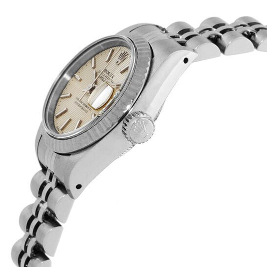 Edelstahl-Jubiläumsarmband Rolex Datejust Damenuhr mit geriffelter Lünette