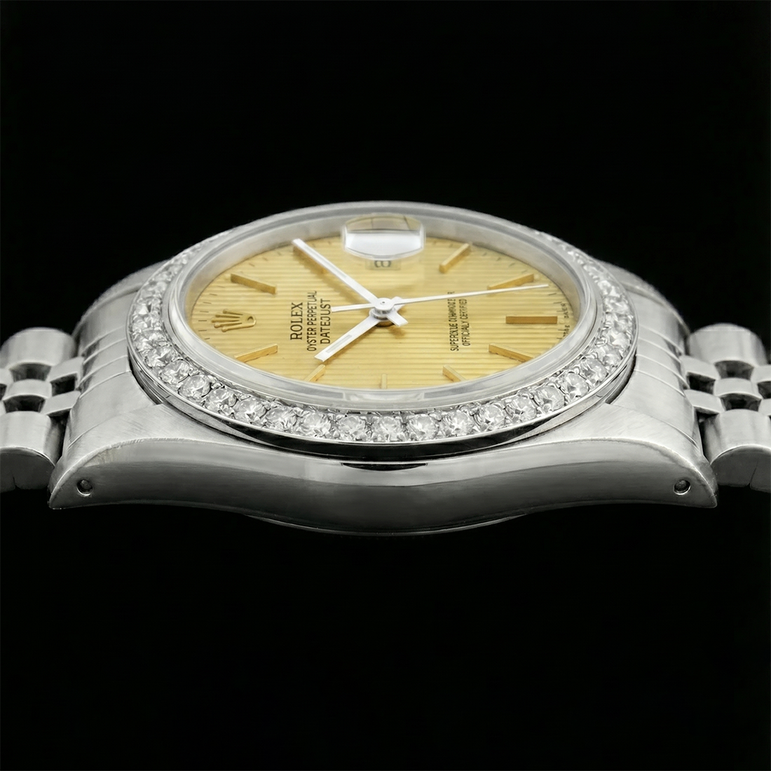 Edelstahl Jubilee Armband Date Just Damenuhr Stick Zifferblatt Rolex