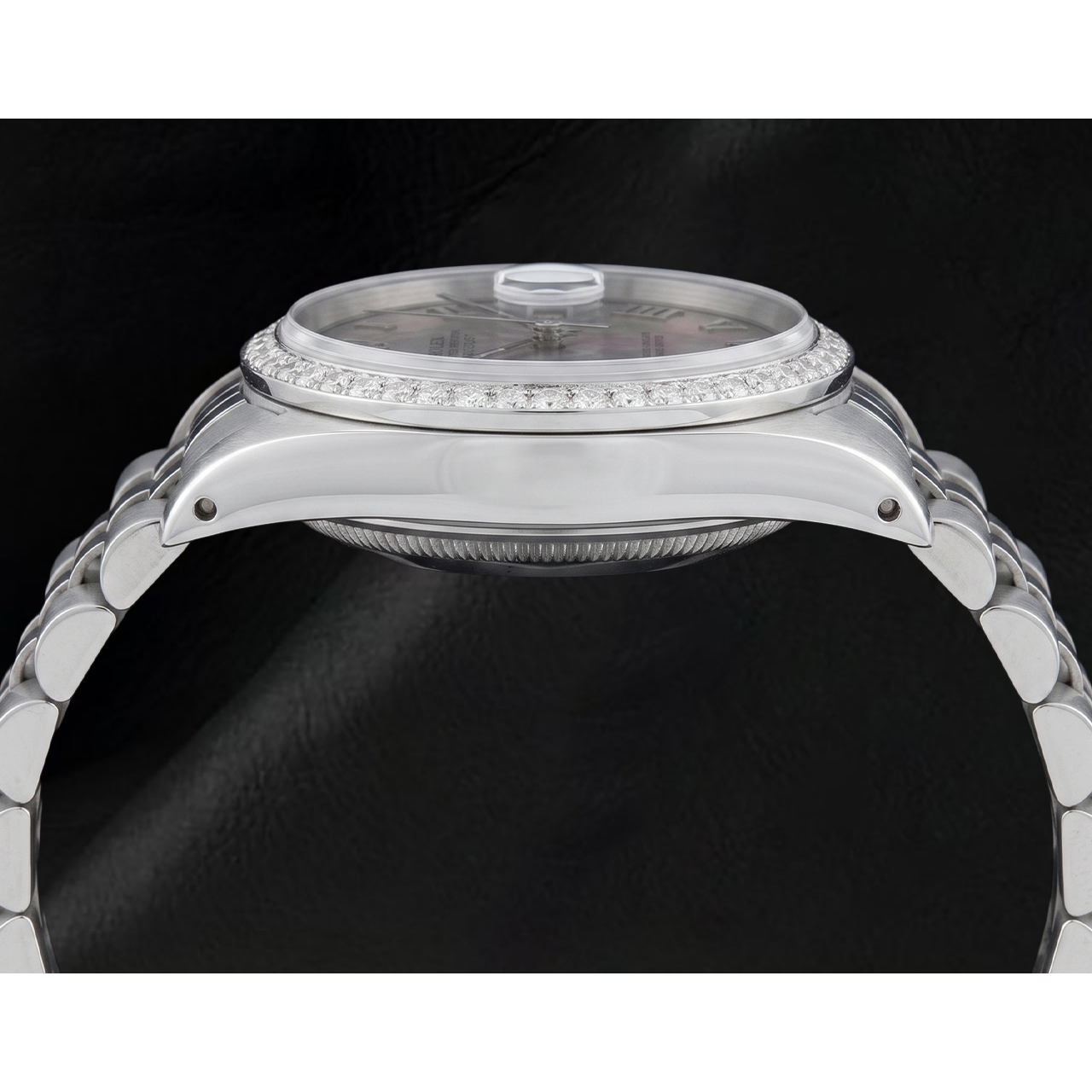 Edelstahl Jubilee-Armband Rolex Diamantlünette Graues römisches Zifferblatt SCHNELLSET