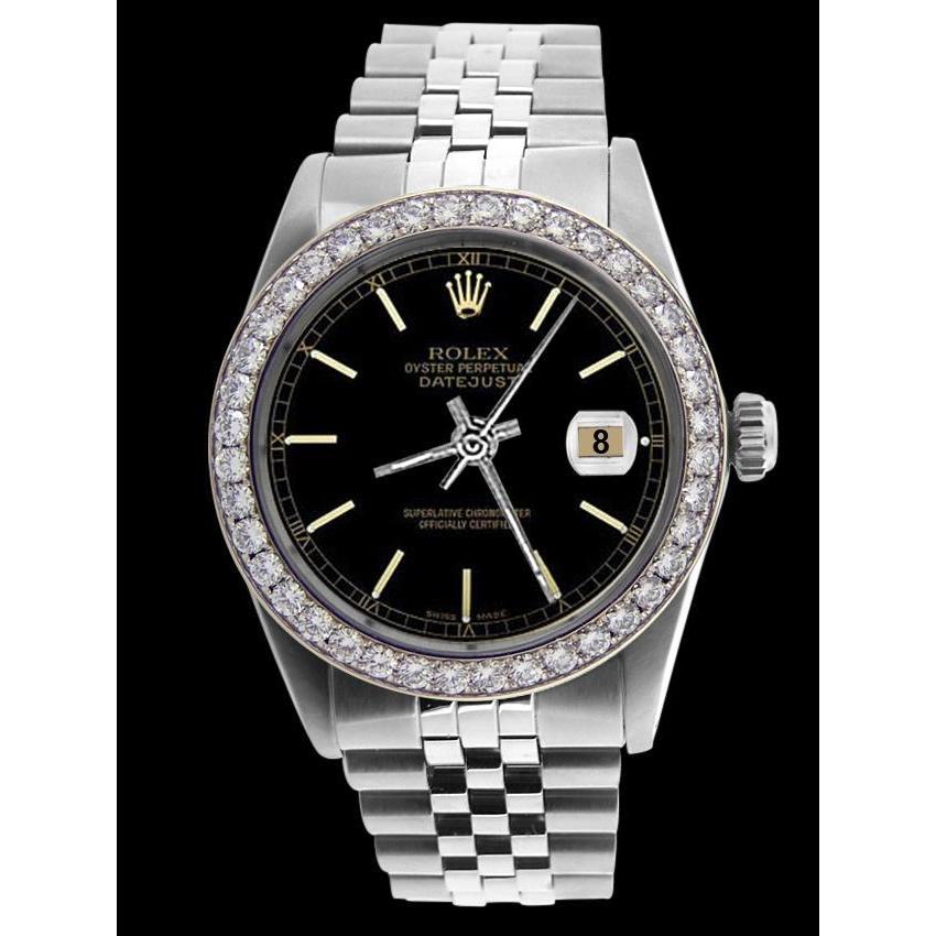 Edelstahl-Rolex-Jubiläumsarmband Datejust Herren-Rolex mit schwarzem Stock-Zifferblatt schnell eingestellt
