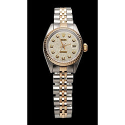 Edelstahl- und Gelbgold-Jubiläums-Rolex-Damenuhr mit Diamantzifferblatt von Rolex