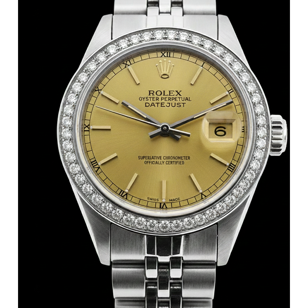 Edelstahl Datejust Champagne Stock Zifferblatt Rolex Damenuhr Jubiläum
