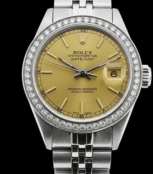 Edelstahl Datejust Champagne Stock Zifferblatt Rolex Damenuhr Jubiläum