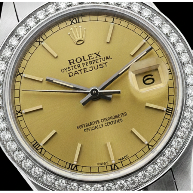 Edelstahl Datejust Champagne Stock Zifferblatt Rolex Damenuhr Jubiläum