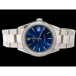 Edelstahl Datejust Uhr Diamant Lünette Rolex Blau Stick-Zifferblatt SCHNELLES EINSTELLEN