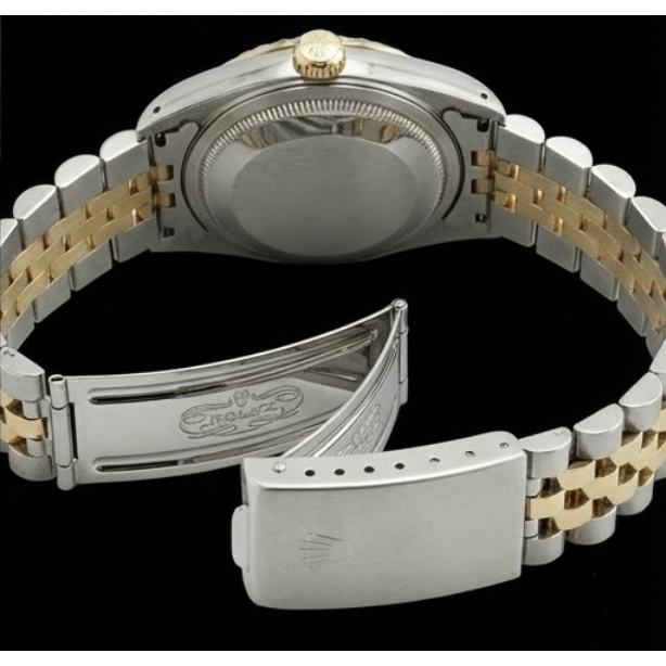 Edelstahl & Gold Jubilee Rolex Date Just Weiß Stick Betrachten Datejust