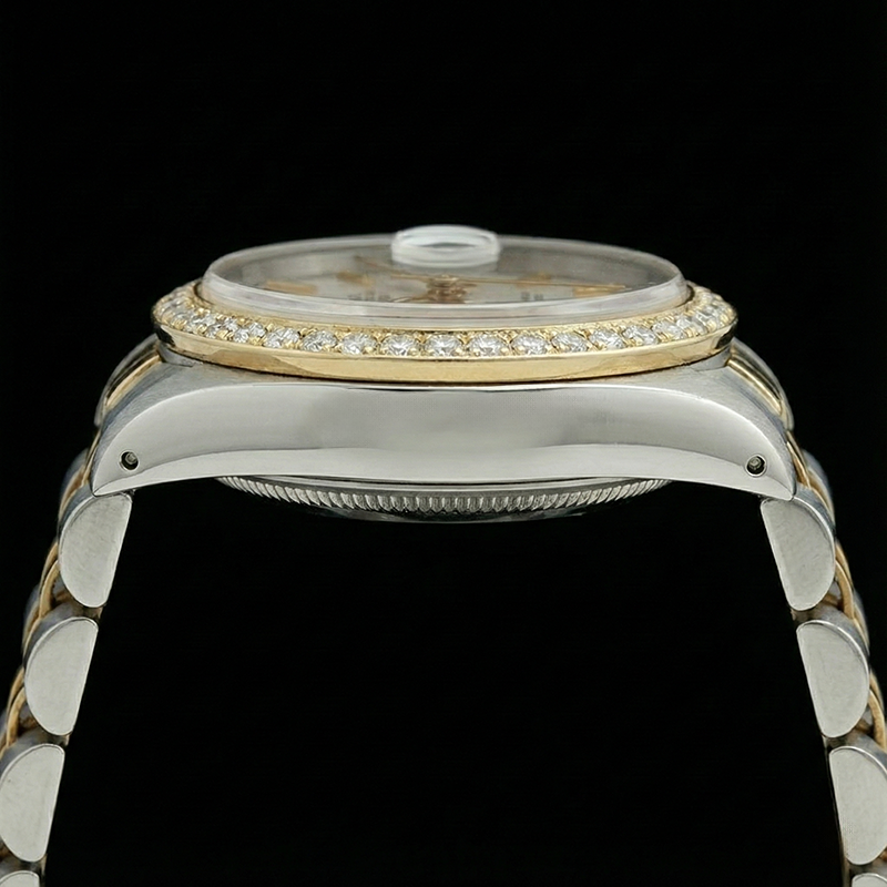 Edelstahl & Gold Jubilee Rolex Date Just Weiß Stick Betrachten Datejust