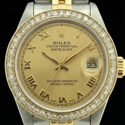 Edelstahl & Gold römisches Zifferblatt Damenuhr Rolex Datejust Jubilee