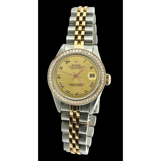 Edelstahl & Gold römisches Zifferblatt Damenuhr Rolex Datejust Jubilee
