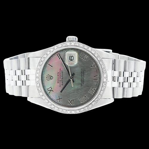 Edelstahl Jubilee-Armband Rolex Diamantlünette Graues römisches Zifferblatt SCHNELLSET