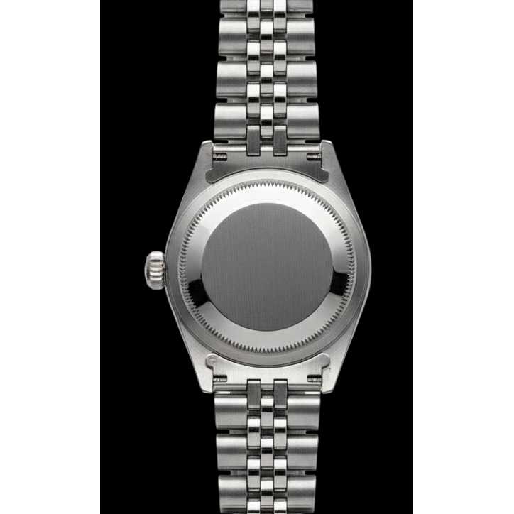 Edelstahl Jubilee-Armband, schwarzes Stick-Zifferblatt, Diamant-Lünette, Rolex-Uhr