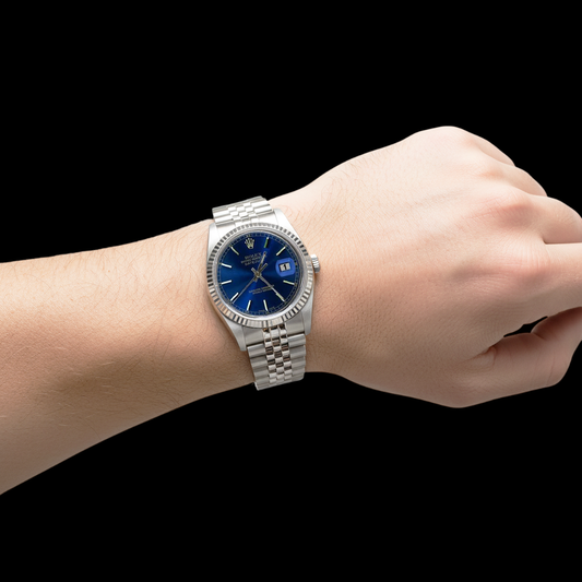 Edelstahl Jubilee Armband Blau Stik Rolex Herrenuhr Geriffelte Lünette SCHNELLES SET