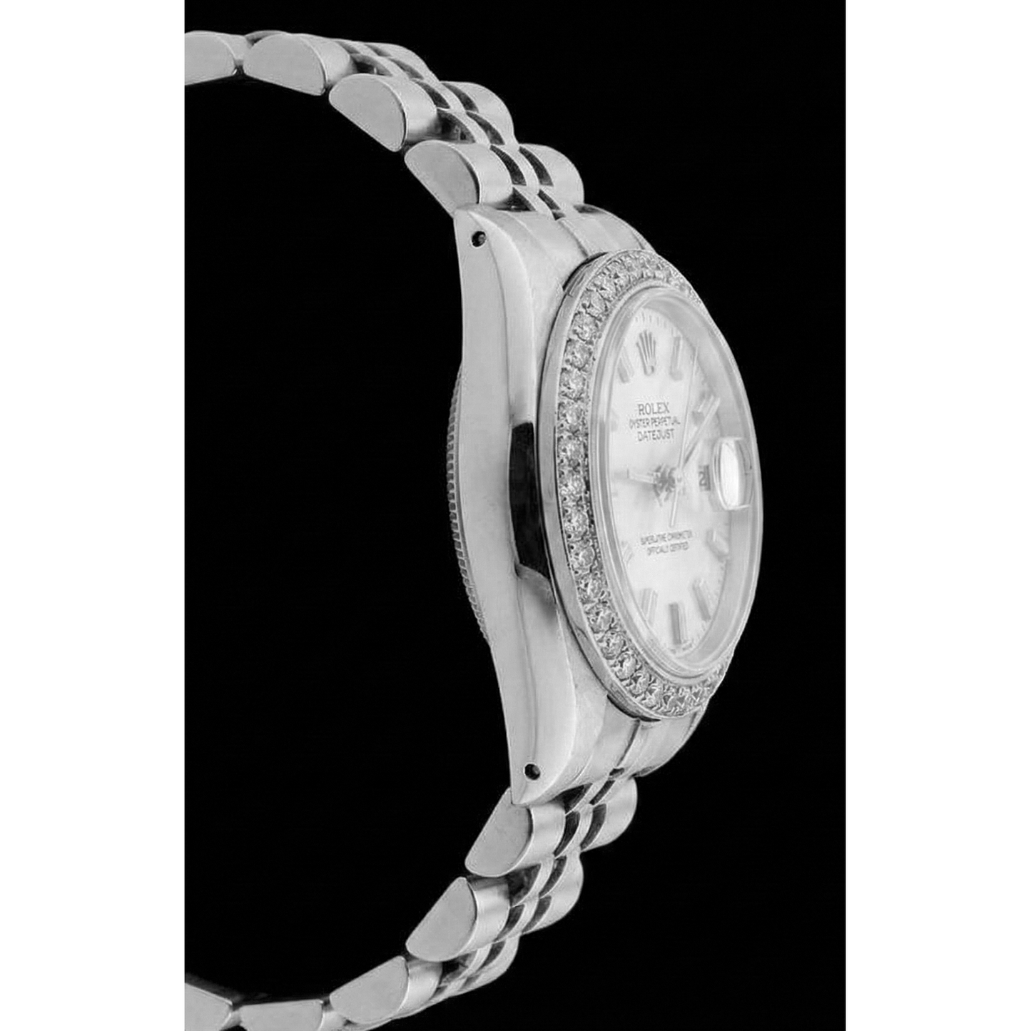 Edelstahl Jubilee Armband Rolex Damenuhr Stick Zifferblatt Diamant Lünette