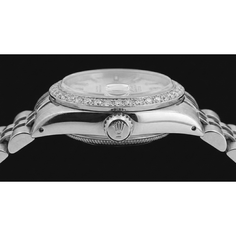 Edelstahl Jubilee Armband Rolex Damenuhr Stick Zifferblatt Diamant Lünette