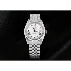 Edelstahl Jubilee Armband Rolex Date Just Herrenuhr Weißes römisches Zifferblatt SCHNELLES EINSTELLEN