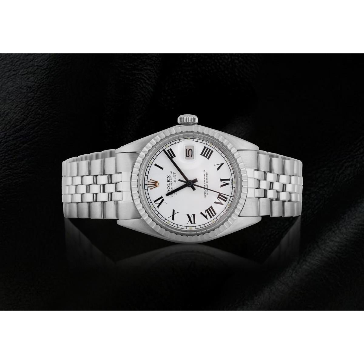 Weißes römisches Zifferblatt SCHNELLES EINSTELLEN Rolex