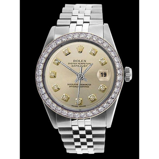 Edelstahl Jubilee Armband Rolex Silber Diamant Zifferblatt Lünette Herren Datejust