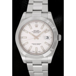 Edelstahl Rolex Date Just Herrenuhr 41 mm weißes Zifferblatt