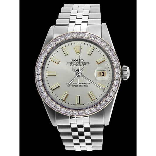 Edelstahl Rolex Jubilee Armband Weißes Zifferblatt Datejust Herrenuhr SCHNELLES EINSTELLEN
