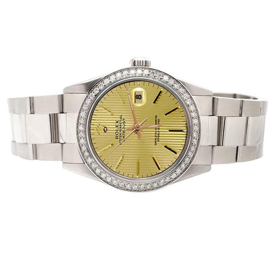 Edelstahl Stick Zifferblatt Rolex Datejust Uhr Diamant Lünette Oyster Armband SCHNELLES EINSTELLEN
