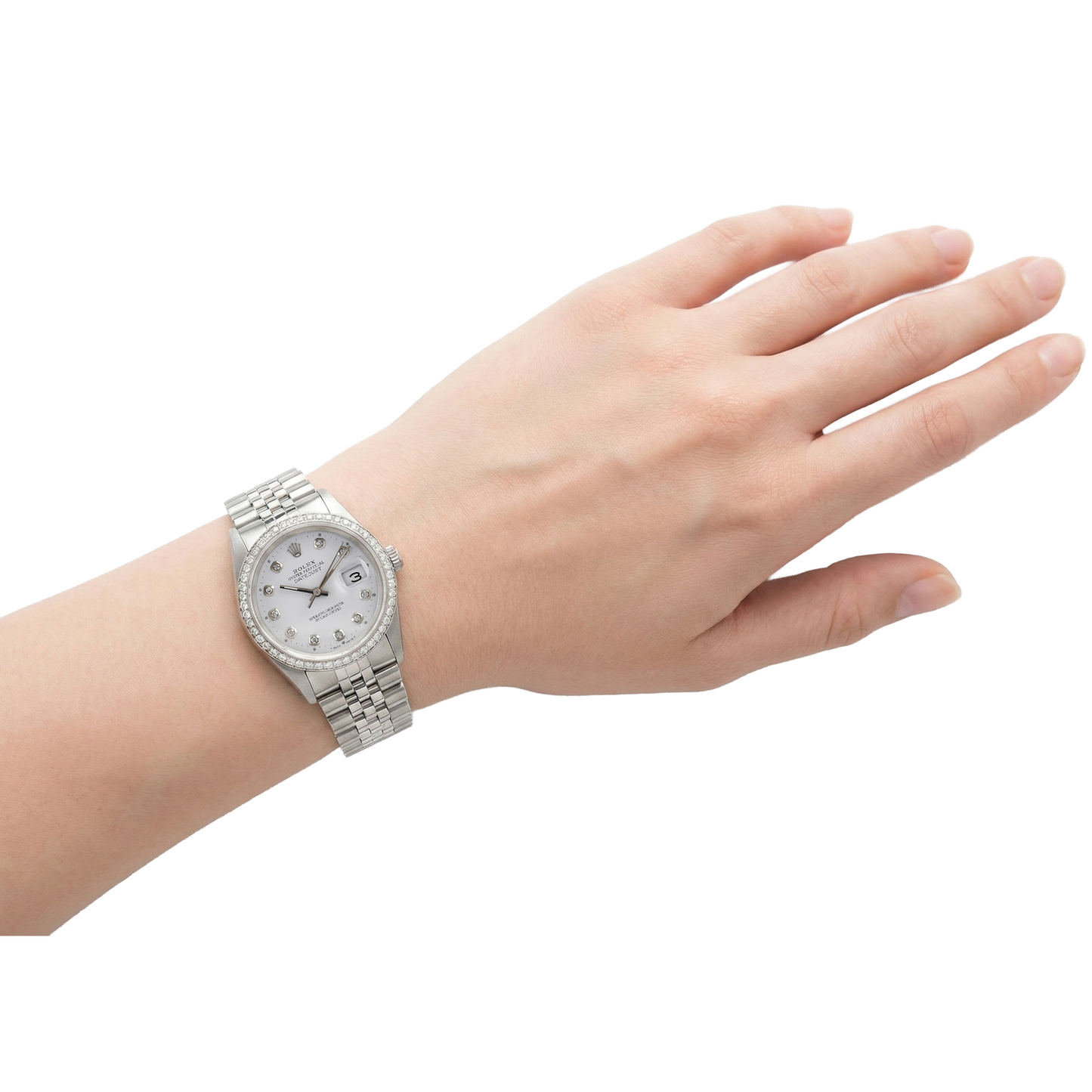 Edelstahlarmband Rolex Datejust Herrenuhr Diamantlünette