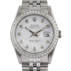 Edelstahlarmband Rolex Datejust Herrenuhr Diamantlünette
