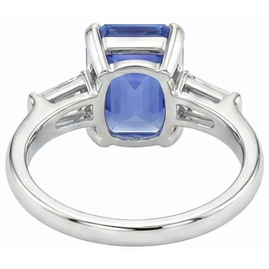Edelstein 3 Stein Ring Smaragdblauer Saphir 2.50 Karat Damen Schmuck