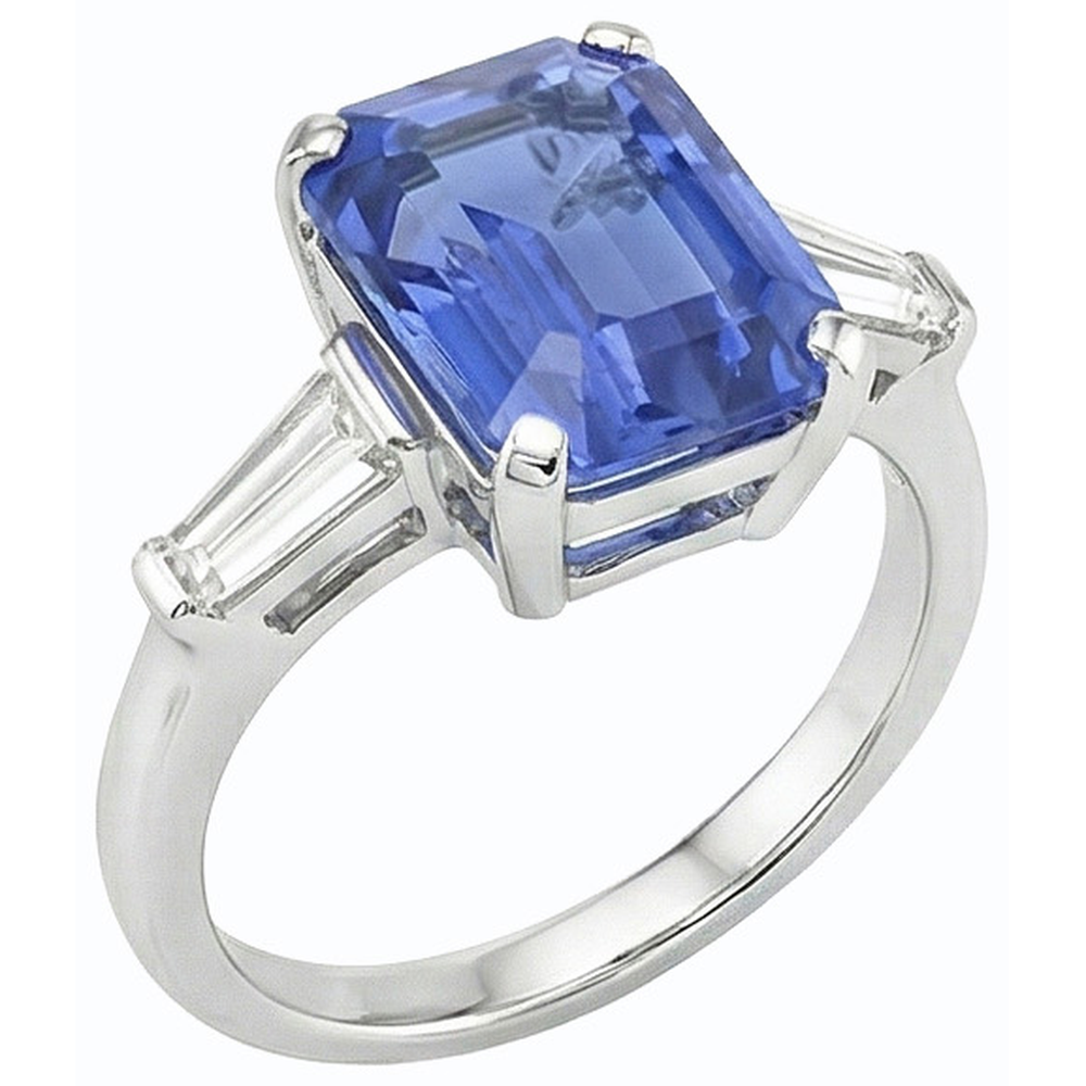 Edelstein 3 Stein Ring Smaragdblauer Saphir 2.50 Karat Damen Schmuck