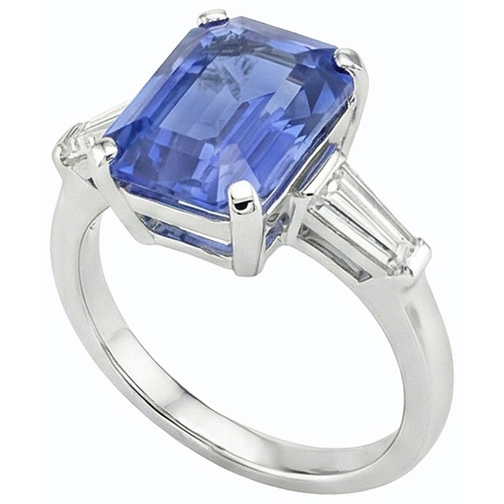 Edelstein 3 Stein Ring Smaragdblauer Saphir 2.50 Karat Damen Schmuck