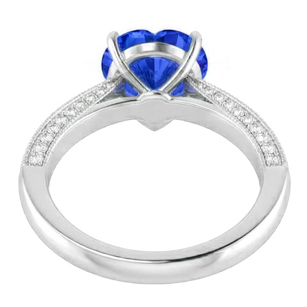 Edelstein Blauer Saphir Ring 4 Karat Mehrreihig Pave Natürlicher Diamant ( nicht im Labor gezüchtet )s