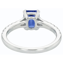 Edelstein Blauer Saphir Ring Baguette & Runde Akzente 3,50 Karat