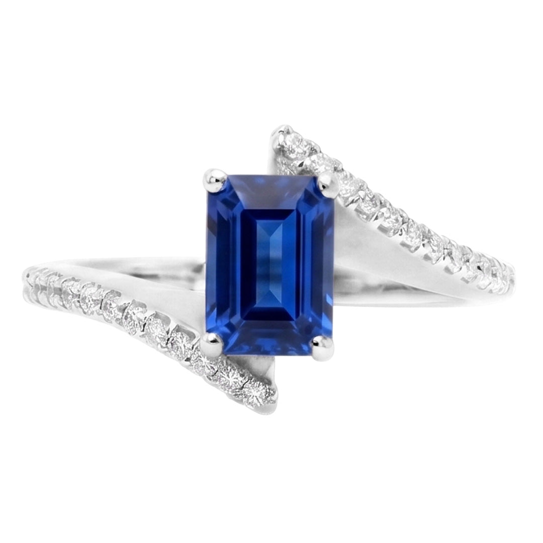 Edelstein Blauer Saphir Ring Pave Set Akzente Tension Style 2,50 Karat