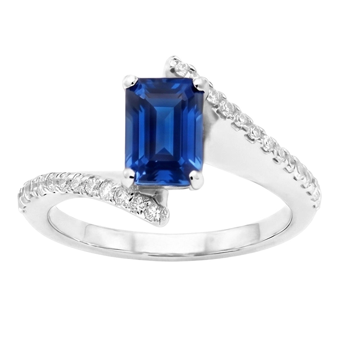 Edelstein Blauer Saphir Ring Pave Set Akzente Tension Style 2,50 Karat