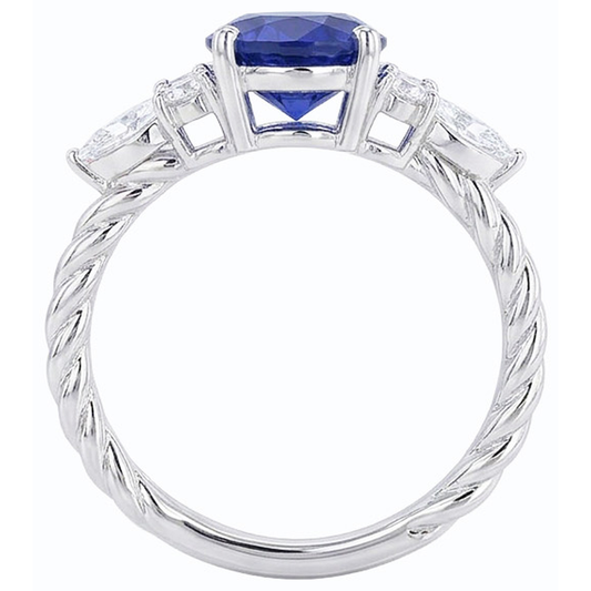 echter oval diamant 4Karat ring Seitenansicht