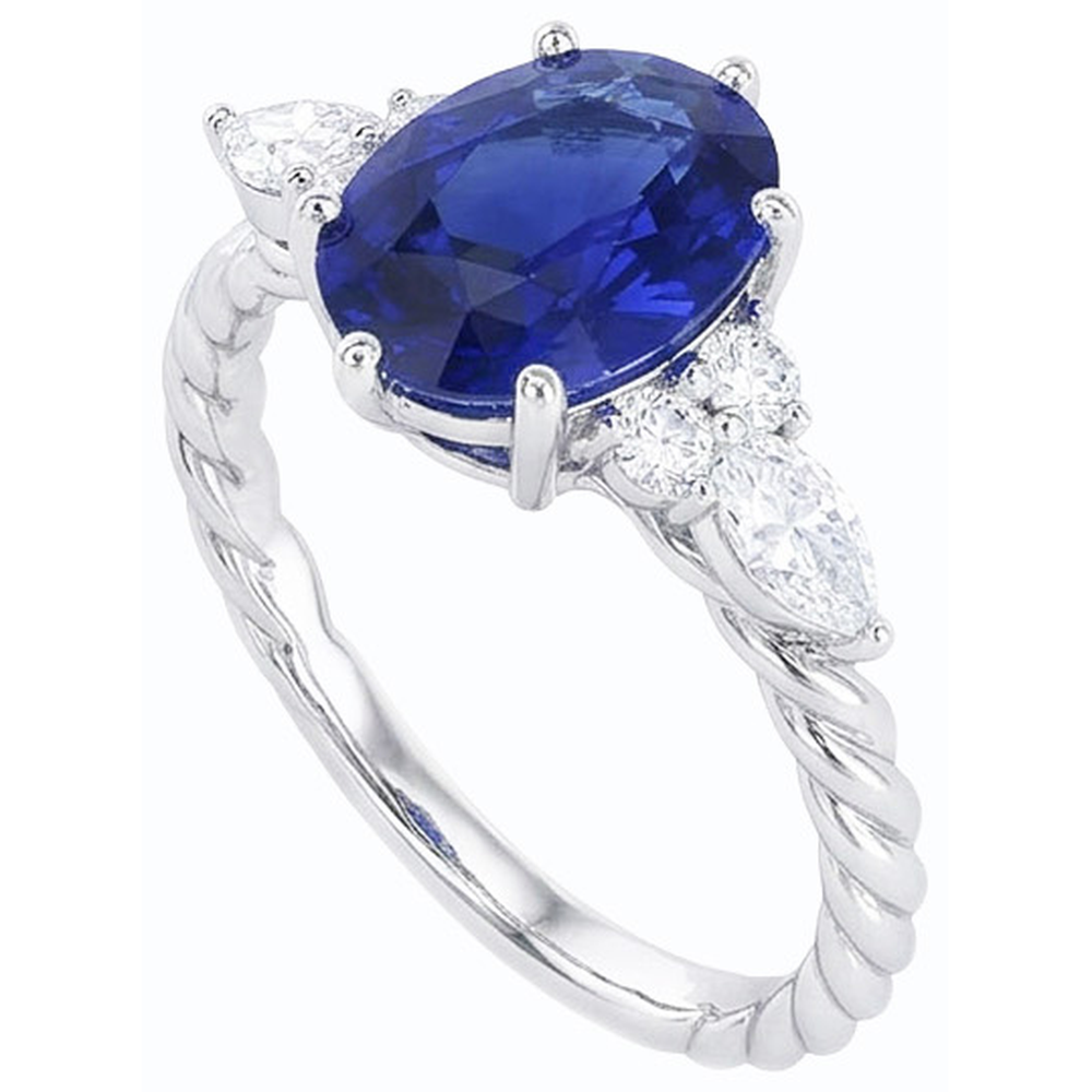 echter oval diamant 4Karat ring Profilansicht